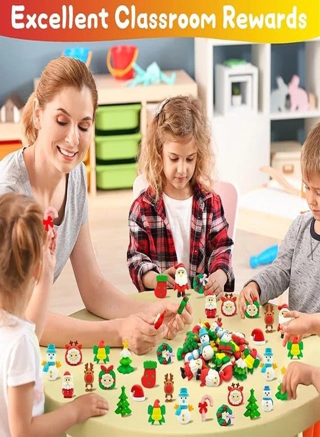 تارا13 مجموعة ممحاة TERA 13 هدية للمدرسة، ممحاة أقلام رصاص للبنات (مجموعتان، 8 قطع)، ممحاة هدية بتصميم عيد الميلاد، ممحاة غير سامة، ممحاة مطاطية للأطفال، ممحاة هدايا عيد الميلاد، ممحاة مطاطية على شكل بابا نويل - Image 3